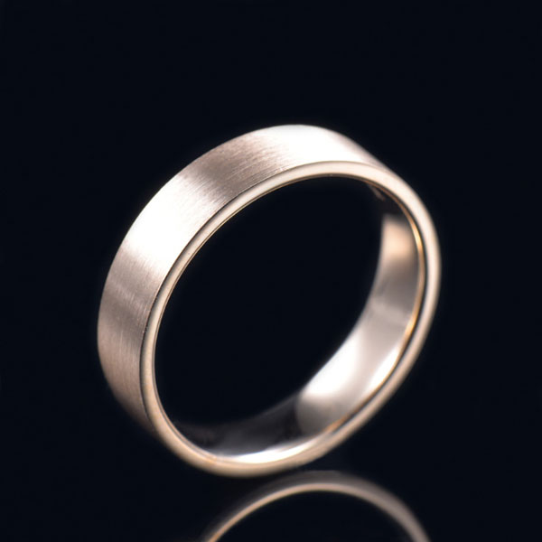 14K Gold Brushed Wedding Men Ring Band