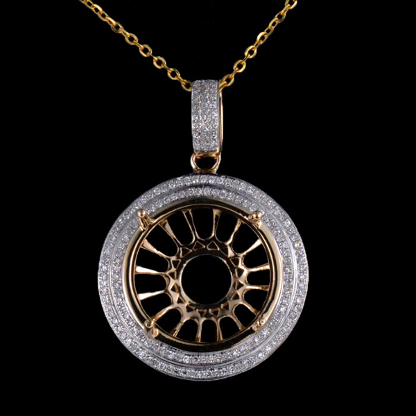 14K Gold Round Pendant Setting