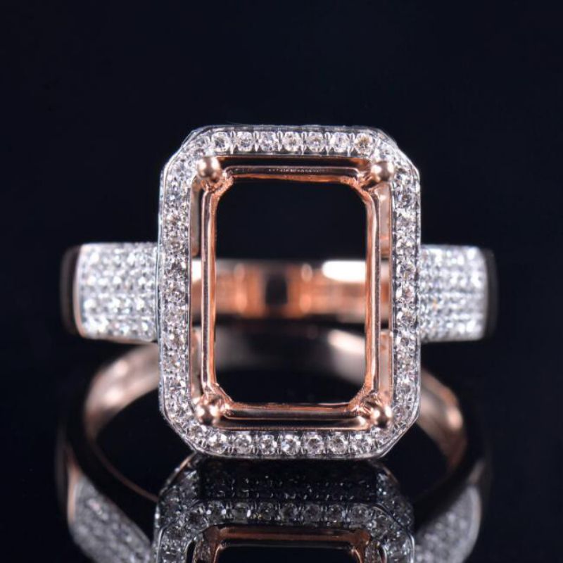 14k Rose Gold Pave Sparkly Ring Setting