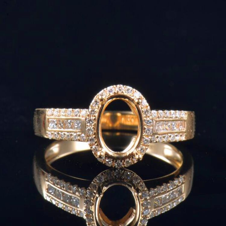 18K Yellow Gold Oval Cut Ring Setting