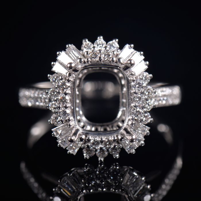 Art Deco Cushion Cut Ring Setting