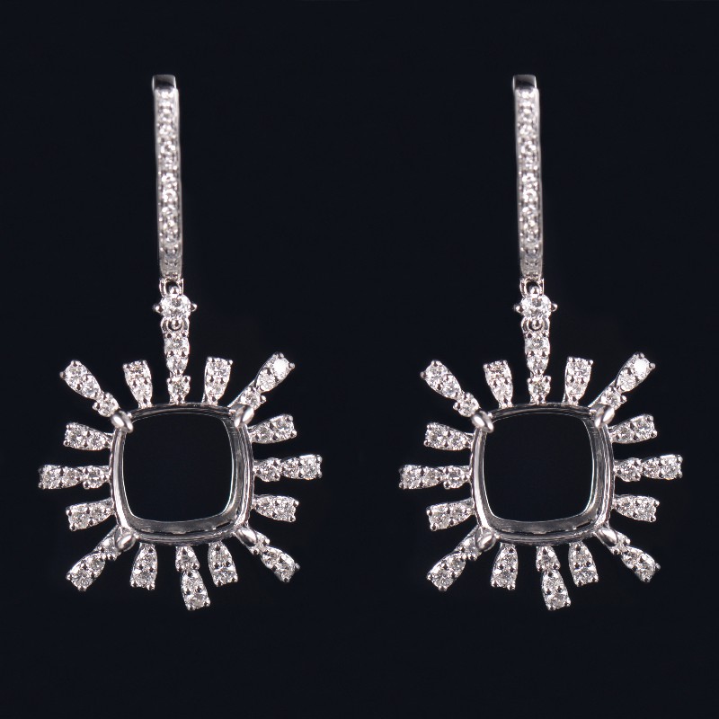 Cushion Cut Lab-Grown Diamonds Earrings Semi Mount