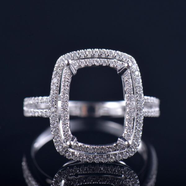 Cushion Shape Sparkly Ring Semi-Set