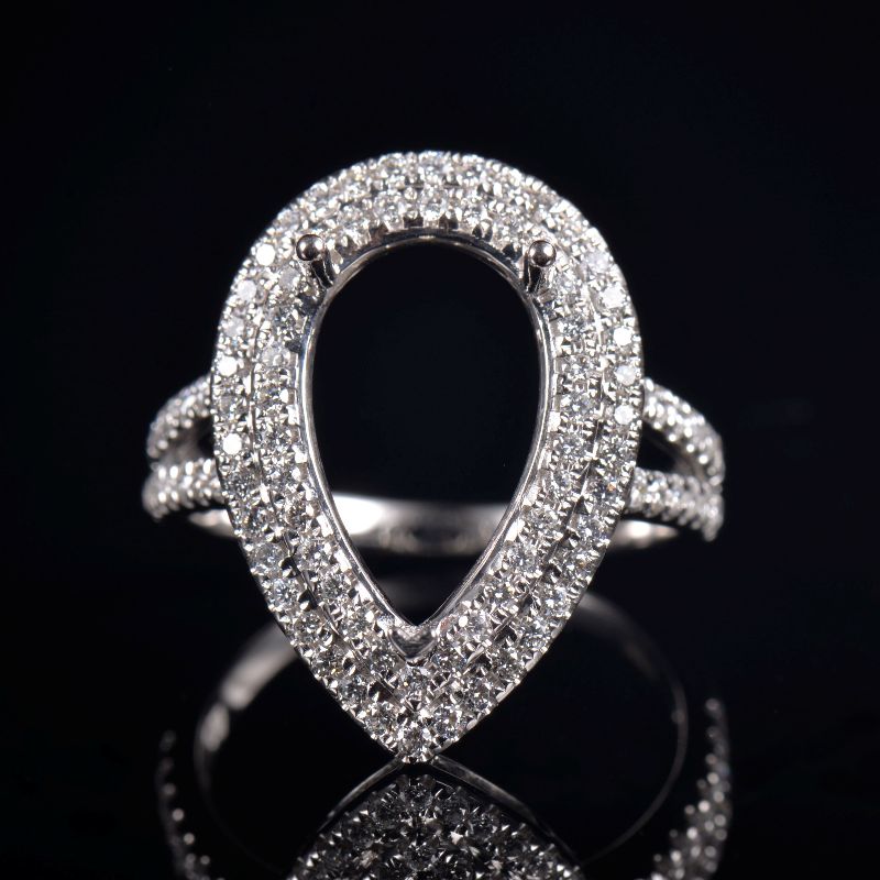 Custom Pear Cut Promise Ring Semi Mount Custom Pear Cut Promise Ring Semi Mount