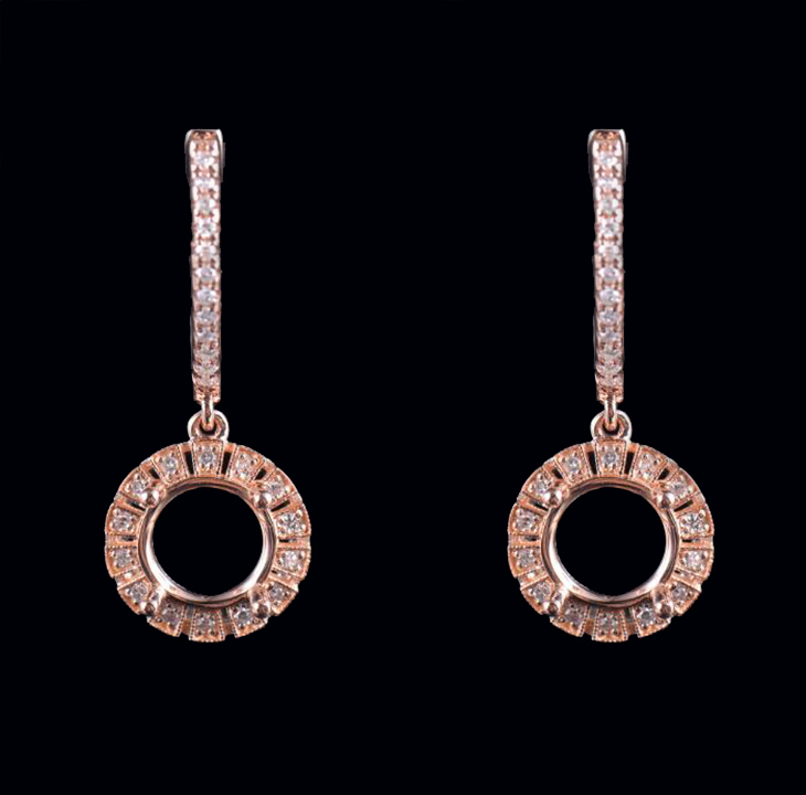 Fine 14K Rose Gold Earrings Semi Mount