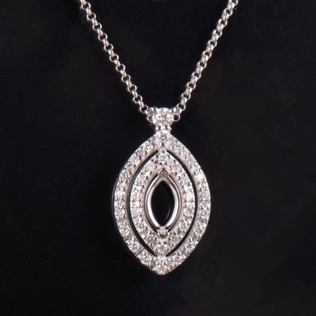 Flawless Marquise Shape Pendant Semi-Set