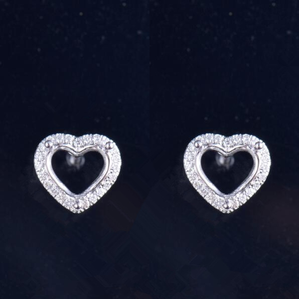 Glamorous Heart Cut Earrings Semi Mount