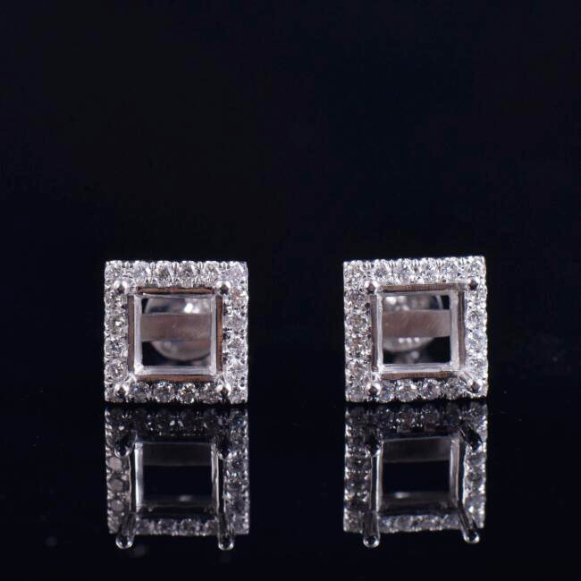 Glamorous Princess Cut Earrings Mounting