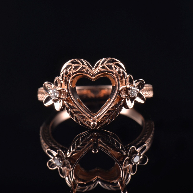 Heart Cut Elegant Ring Semi Mount Rose Gold Heart Cut Elegant Ring Semi Mount Rose Gold