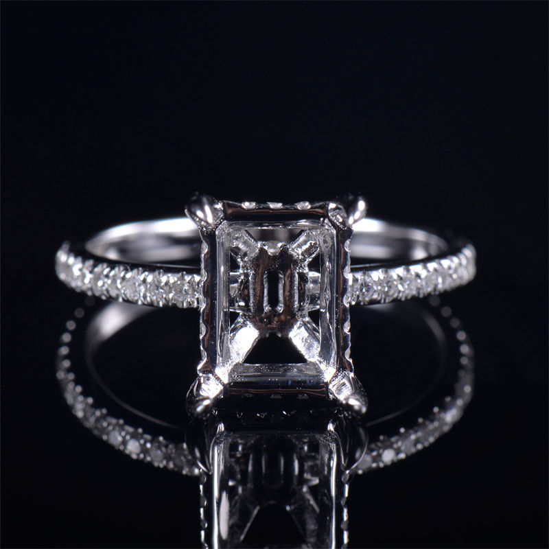 Hidden Halo Emerald Cut Ring Setting