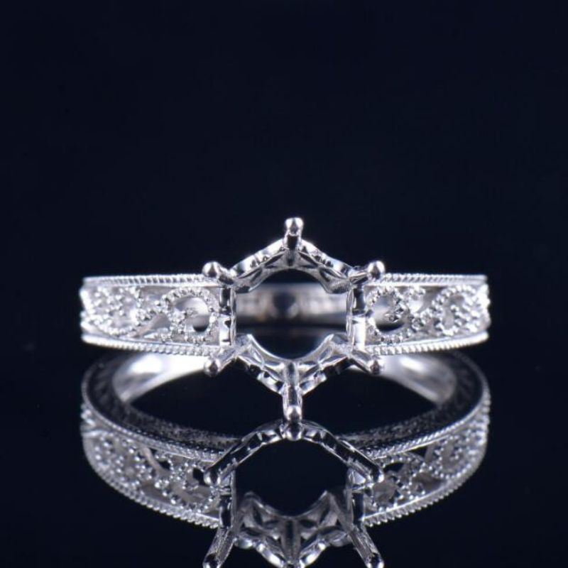 Milgrain Solitaire Stud Ring Setting