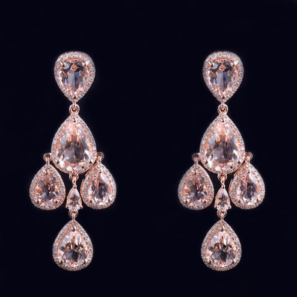 Morganite Diamond Lady Chandelier Earrings