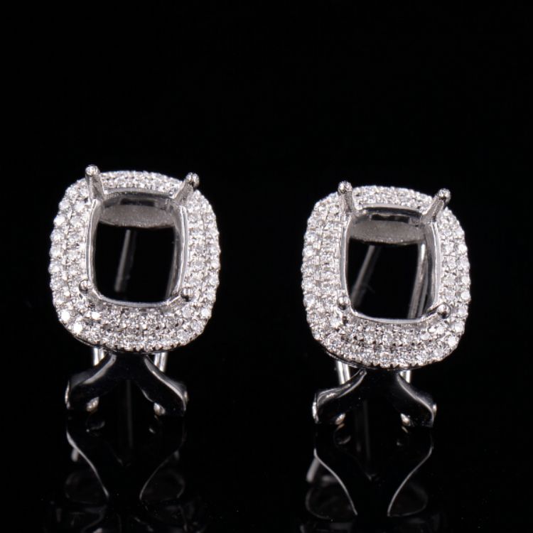 Omega Earrings Back Cushion Cut Setting