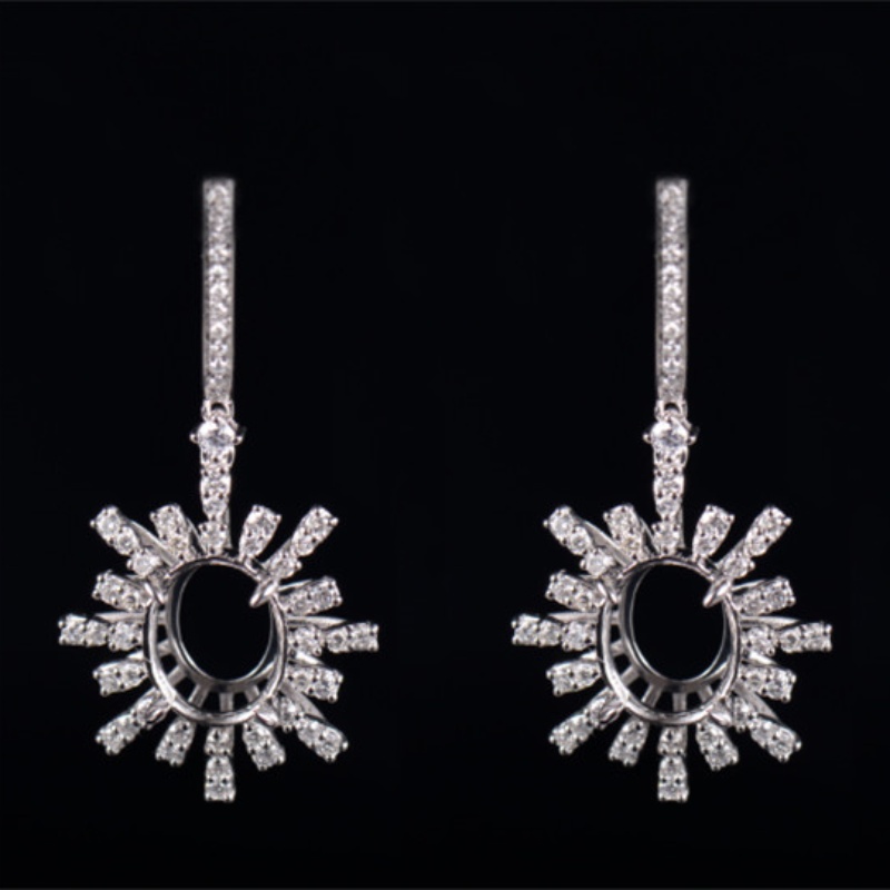 Oval Cut Lab-Grown Diamonds Earrings Semi Mount