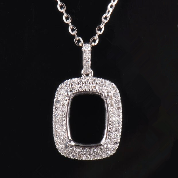 Pave Setting Sparkly Pendant Semi-Set