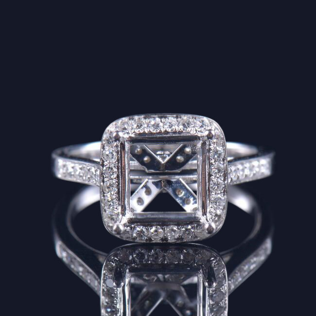 Princess Cut Cathedral Ring Semi Mount