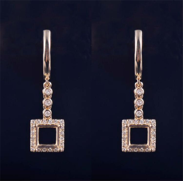 Princess Cut Eearrings Charm Setting