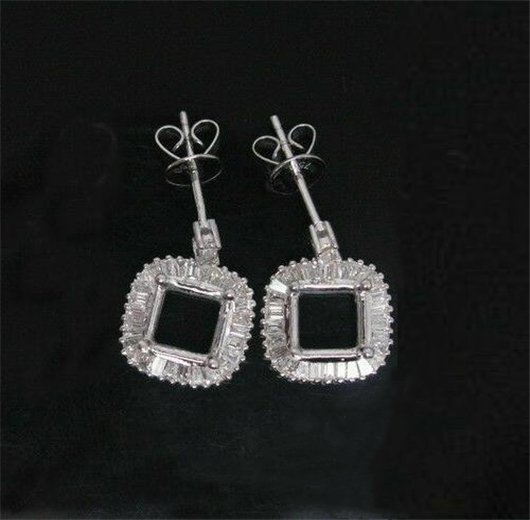 Rare Fancy Princess Cut Earrings Semi-Set