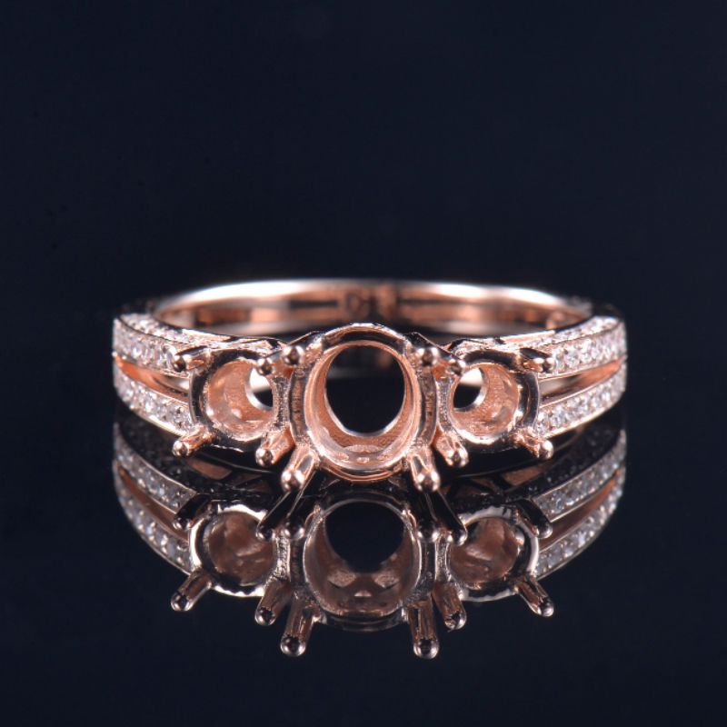 Three-Stone Split Shank Ring Setting