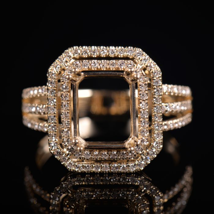 Tri Shank Emerald Cut Ring Setting